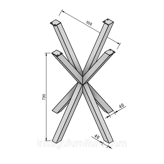 Каркас для столу з металу 550×550mm, H=730mm Золото | Зображення 5
