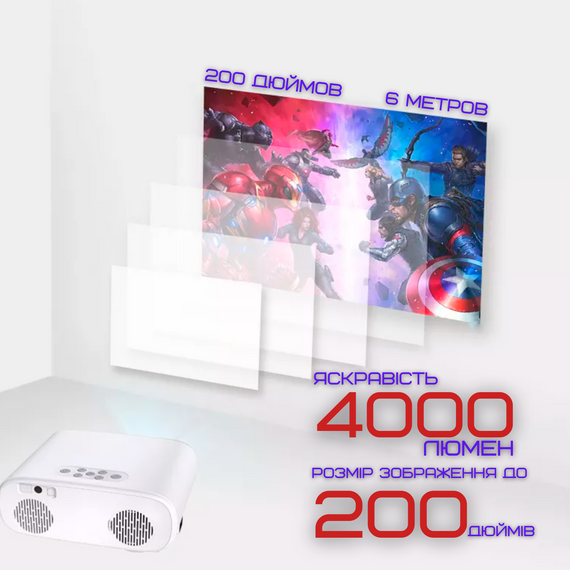 Портативный WIFI Мини LED Проектор Android 9.0 Full HD 1920*1080 P 4000 Lumen с Динамиком + Bluetooth 5.0 Cheerlux C16 | Зображення 4