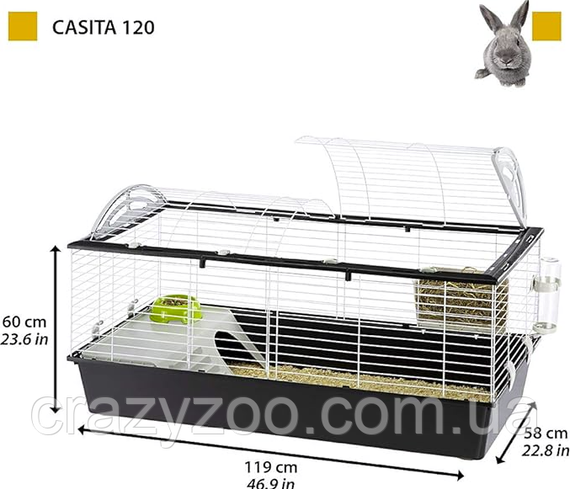 Клетка для кроликов и морских свинок Ferplast Casita 120 черная 119x58x60 см 57067170 | Зображення 1