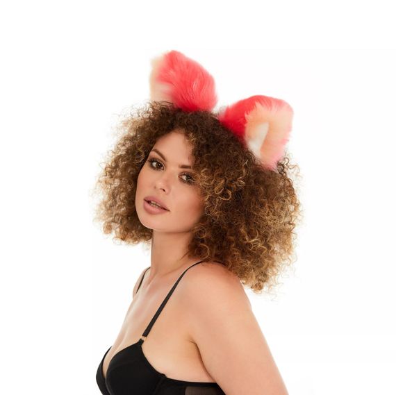 Меховые ушки кошки трехцветные: Ярко-розовый, персиковый, белый OKOVA sexstyle | Зображення 3