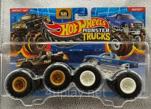 Подарунковий набір 2 монстр-траки Хот Вілс Оригінал Hot Wheels Monster Trucks Bigfoot 50th vs Bigfoot | Зображення 2