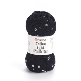 Yarnart COTTON GOLD PAILLETTES № 7101 чорний Котон Голд Пайетка Пряжа бавовна з паєткою, нитки для в'язання