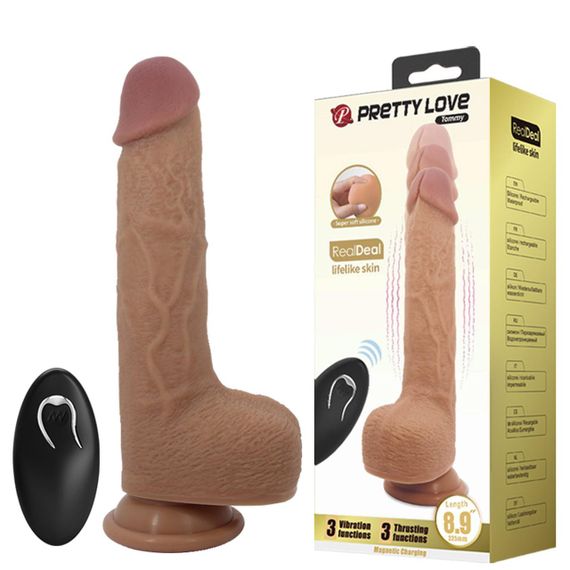Вибратор на присоске PRETTY LOVE - Tommy 8,9'' Light Brown, 3 vibration functions 3 Sex Aura | Зображення 1