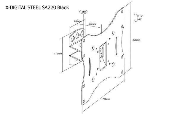 Кронштейн настінний X-Digital STEEL SA220 Black | Зображення 2
