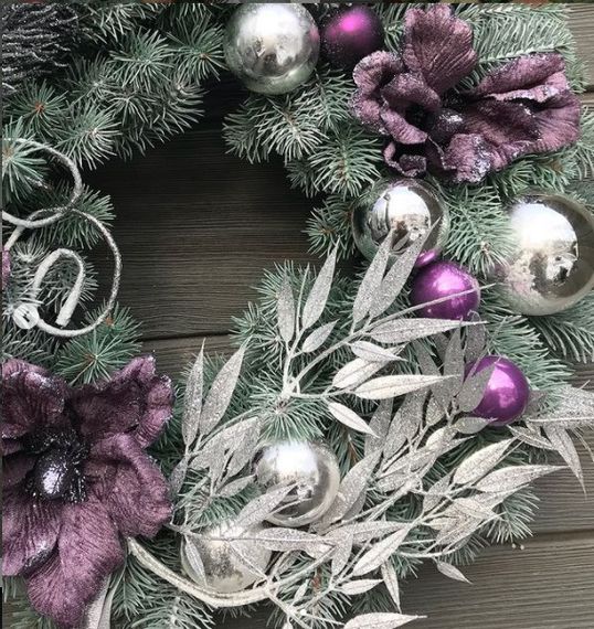 Венок новогодний рождественский Premium из литой хвои d-55 см голубой | Зображення 3