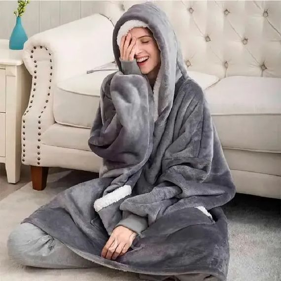 Толстовка з капюшоном Huggle Hoodie Затишний плед-халат оверсайз XPRO 200x140 см (123457660_293) | Зображення 6