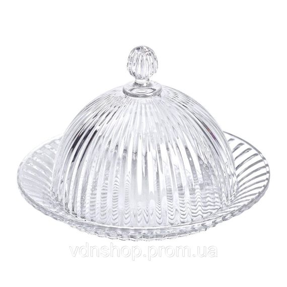 Блюдо сервірувальне з кришкою Ø 20 см скляне прозоре для десертів, випічки, фруктів HP-YH-43 | Зображення 2