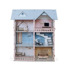 Детский деревянный домик для кукол Долли лофт TG300735729, 73х57х29 см