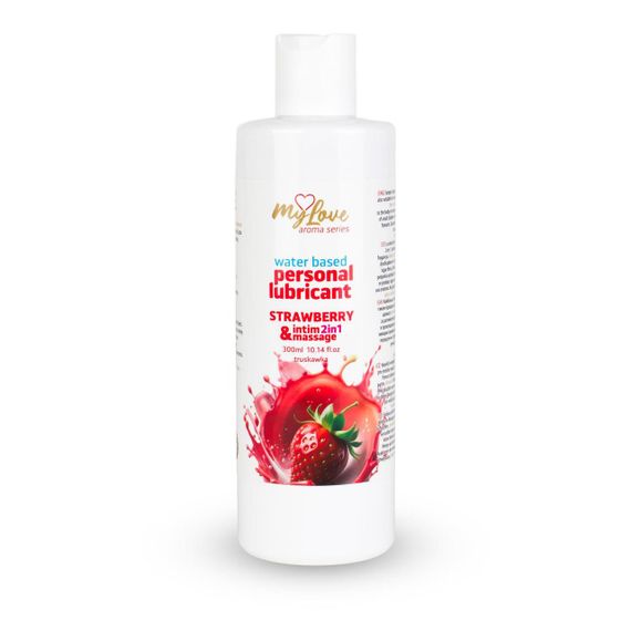 2в1 лубрикант та масажний гель - MyLove Aroma Series Intim&Massage Strawberry, 300 мл Sex Aura