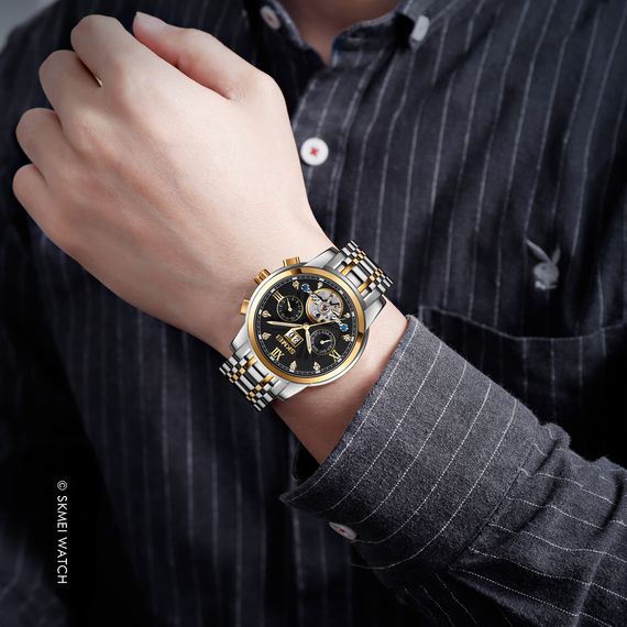 Жіночий годинник Skmei M029TGDBK Gold-Silver-Black | Зображення 2
