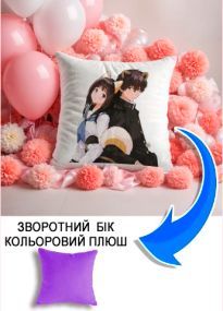 Подушка плюшева Мерч Крафт Дизайн з принтом аніме хотару читанда бузковий плюш квадратна 33х33 см