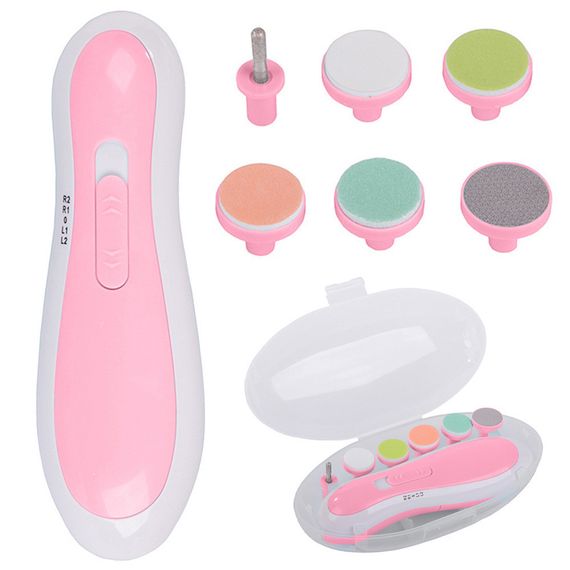 Електрична пилка для нігтів NAIL TRIMMER XL-667 рожева із 6 насадками та кейсом | Зображення 8