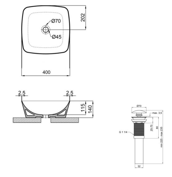 Раковина накладна Qtap Kolibri 400x400x140 White з донним клапаном QT10116303W48466 | Зображення 5