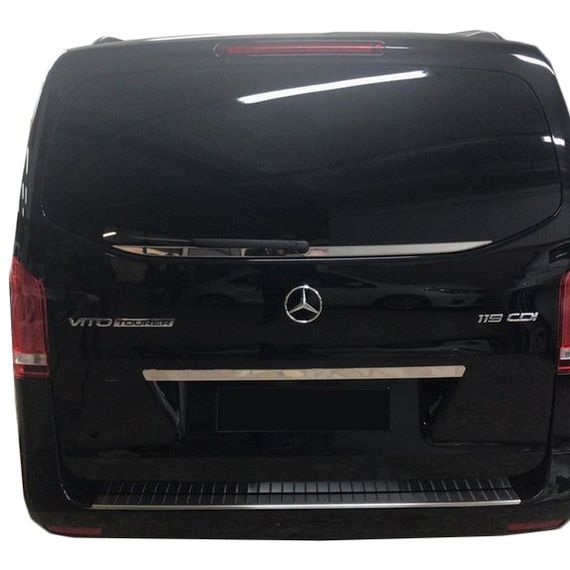 Планка над номером широка (нерж) Carmos - Турецька сталь для Mercedes Vito / V W447 2014-2024 рр
