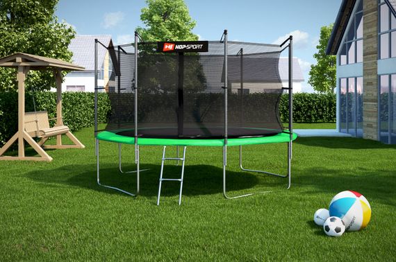 Батут Hop-Sport 12ft (366см) зелений із внутрішньою сіткою | Зображення 2