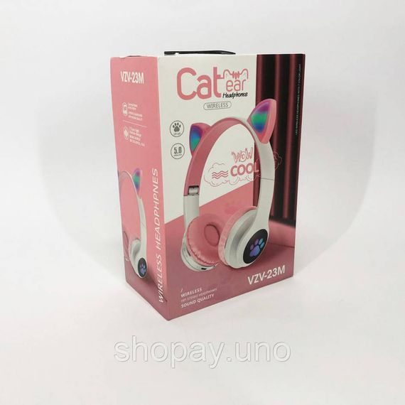 Беспроводные наушники с кошачьими ушками и RGB подсветкой Cat VZV 23M. Цвет: розовый | Зображення 6