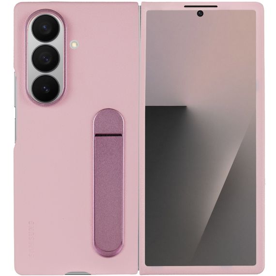 Шкіряний чохол Leather Case (AAA) with stand для Samsung Galaxy Z Fold7 Pink | Зображення 1
