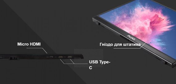 Монитор LCD 14&quot; Asus ProArt PA148CTV micro HDMI, 2xUSB, MM, IPS, 1920x1080, 60Hz, 5ms, Touch, sRGB100% (90LM06E0-B01170) | Зображення 5
