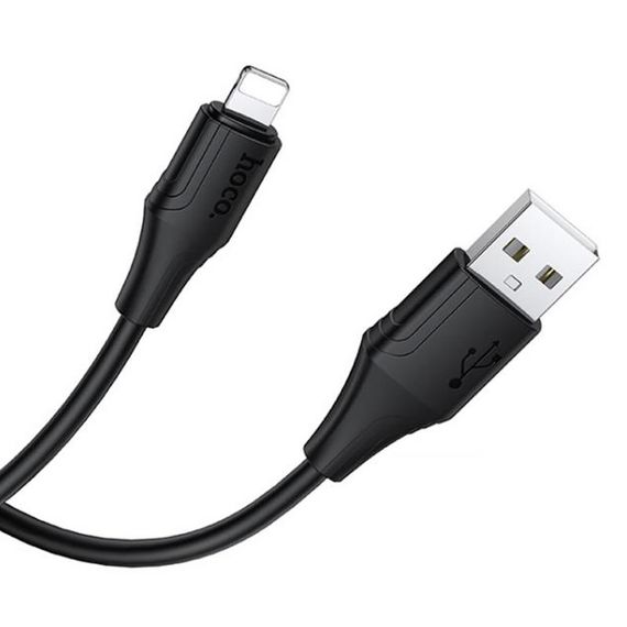 Дата кабель Hoco X124 Bien silicone USB to Lightning 2.4A (1m) Black | Зображення 2