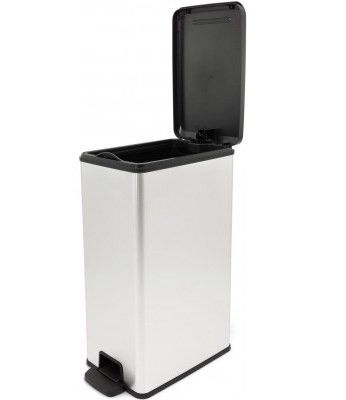 Контейнер для мусора с педалью Curver (Курвер) Slim bin 40 л (02340) Серебристый | Зображення 2