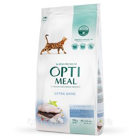 Сухий корм для котів OptiMeal Extra Shine з високим вмістом тріски 10 кг B1831301