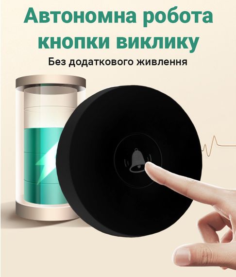 Беспроводной дверной звонок с автономной кнопкой Digital Lion WDB-06, до 180 м, Черный (7803) | Зображення 4