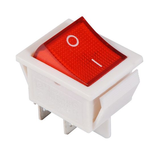 Перемикач KCD2-201N R/W 220V 1 червона клавіша з підсвічуванням Ny95500771