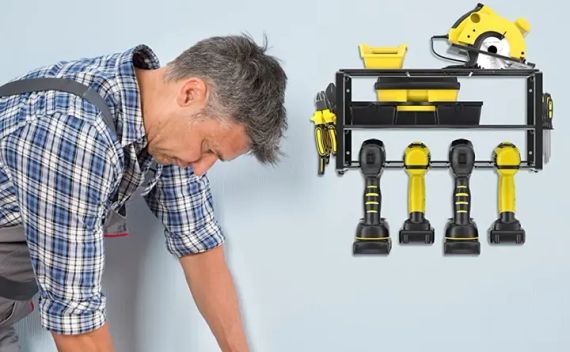 Металлическая настенная полка – органайзер Urbankit для хранения электроинструментов: шуруповерта, дрели, отверток, плоскогубцев и т.д. | Зображення 7