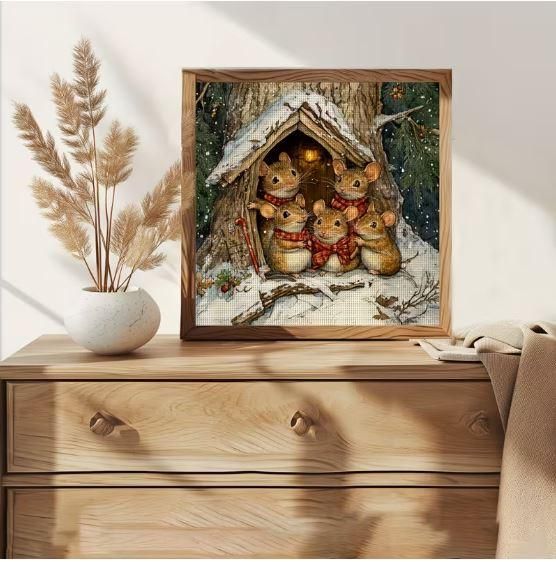 Набор для вышивки крестом "Рождественная сказка в лесу" 14CT, 30x30 см, канва Аида с нанесенным рисунком | Зображення 4