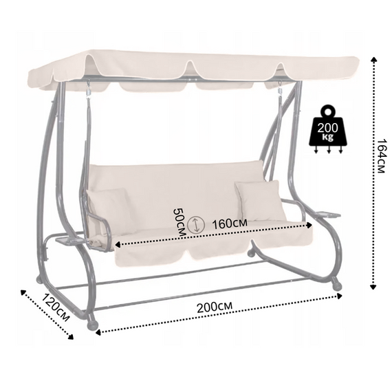 Качеля садовая Bonro Garden BW-002 бежевая 3-х местная раскладная 42400949 | Зображення 5