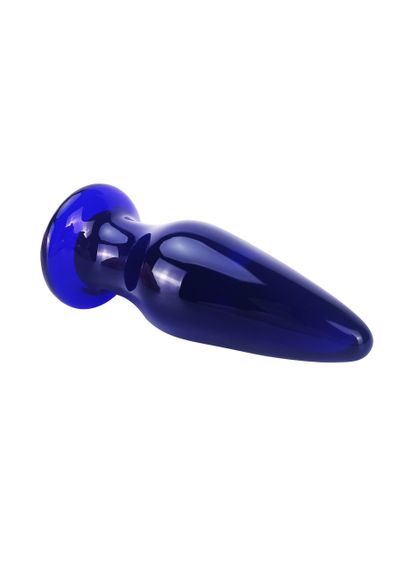 Скляна анальна пробка із вібрацією ToyJoy Buttocks конічної форми, синя Sex Aura | Зображення 3