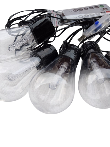 Декоративні лампи (гірлянда), 5 метрів, 10 лампочок, теплий білий колір, 8 режимів роботи + пульт | Зображення 7