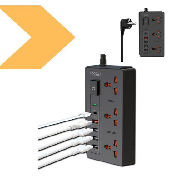Мережевий подовжувач 3 розетки/4USB/PD/QCXPRO WL06 UK 1.8м чорний (MAW-44069_817) | Зображення 1
