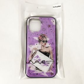 Чехол на Apple Iphone 12 Pro Max девушка в очках. Цвет: фиолетовый BJ-65