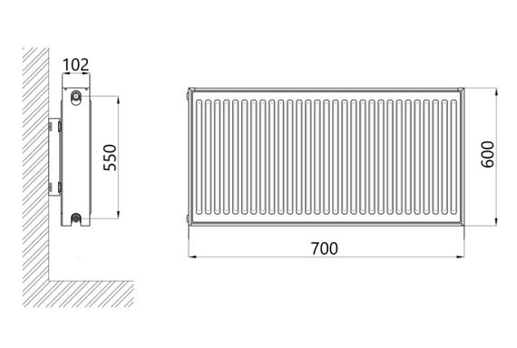 Радіатор сталевий Thermo Alliance IMAS 22 тип 600x700 мм нижнє підключення (TAI22600700V) | Зображення 1