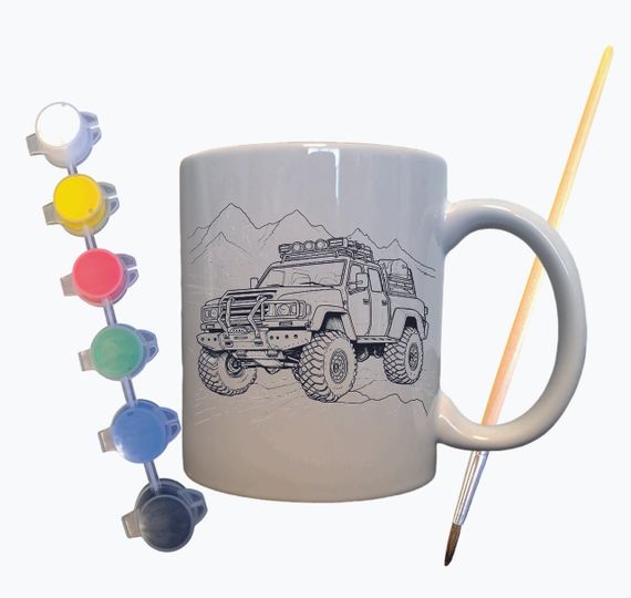 Набор для творчества кружка раскраска "Крутой внедорожник" 330 мл белая | Зображення 1