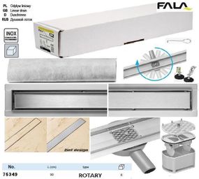 Трап для душу підлоговий ROTARY нержавійка 90 см поворотний сифон FALA-75349