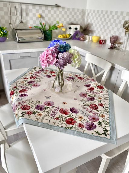 Скатертина гобеленова ELIZABETH Limaso, 93x93, Квадратна, Квітковий, Без люрексу, 60% поліестер, 24% бавовна, 16% акрил, Гобелен | Зображення 1