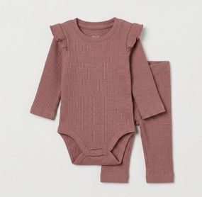 Дитячий комплект для новонароджених (боді+штанці) для дівчинки Name It 56 см Пудра (25030901)