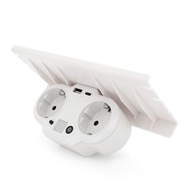 Розетка двойника с заземлением HHT609W, USB + Type-C, 4А, зашитая от перегрузки