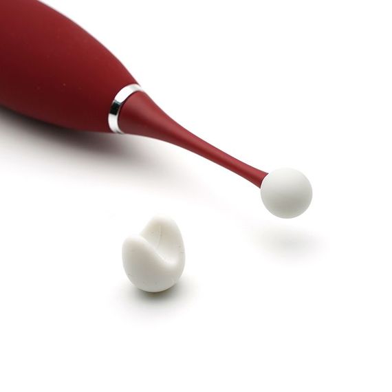 Кліторальний вібратор KISTOY C-King Red, з двома дод. насадками, потужна прицільна стимуляція | Зображення 3