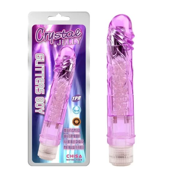 Прозорий реалістичний вібратор Chisa Crystal Jellie на батарейках, фіолетовий Sex Aura | Зображення 1