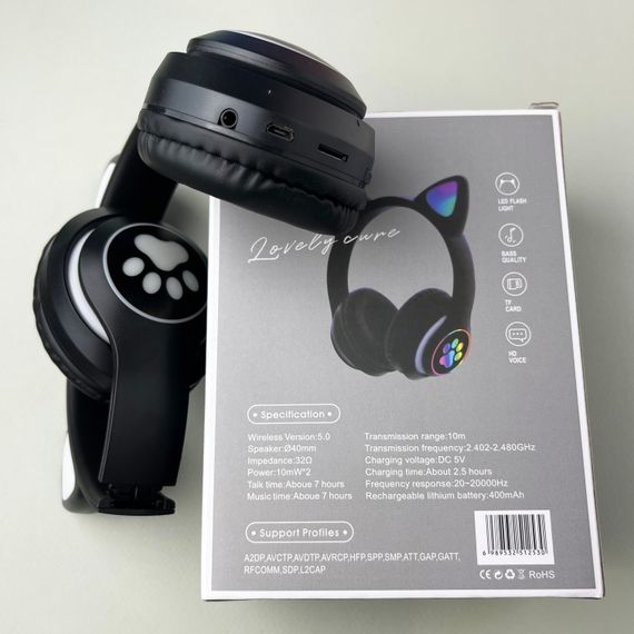 Бездротові навушники Cat Ear RGB STN-28 (Чорний) | Зображення 4