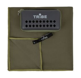 Рушник туристичний з мікрофібри Tribe Pocket Towel 90х180 см army-green, великий похідний рушник трайб