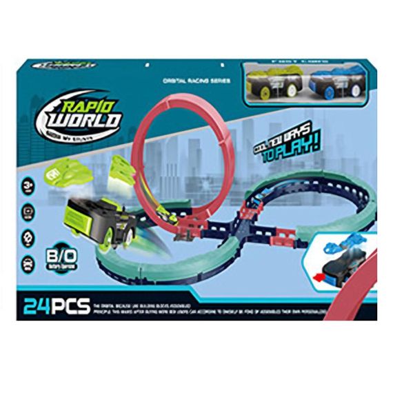 Інтерактивний трек з інерційною машинкою SHT 6688-509 (24pcs/2CAR) Blue | Зображення 1