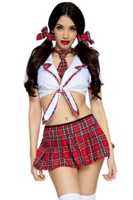Костюм Leg Avenue Miss Prep School Красно-белый S/M