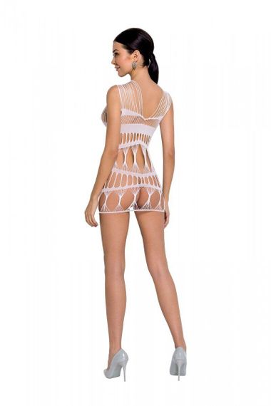 Бодистокинг-платье Passion BS089 white, мини, плетение в виде паутины sexstyle | Зображення 1