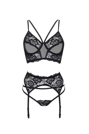 Комплект Beauty Night RYANNE SET thong, garter belt Чорний L/XL | Зображення 5