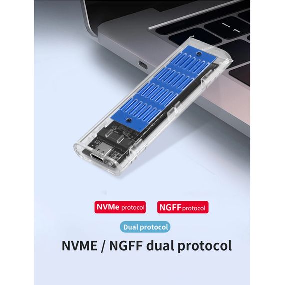 Карман внешний Dynamode M.2 SSD NVMe/SATA combo ч-з USB3.2 GEN2 Type-C (DM-CAD-SSD09) | Зображення 9