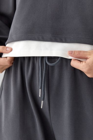 Теплий спортивний костюм з контрастним нижнім шаром - темно-сірий цвет, M/L (є розміри) | Зображення 3